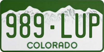 CO license plate 989LUP