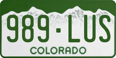 CO license plate 989LUS