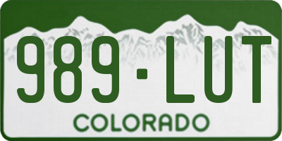 CO license plate 989LUT