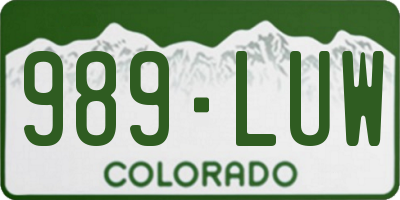 CO license plate 989LUW