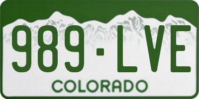 CO license plate 989LVE