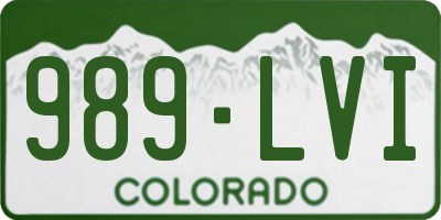 CO license plate 989LVI