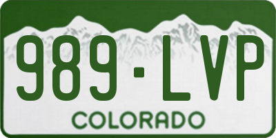 CO license plate 989LVP