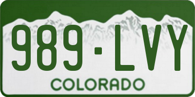 CO license plate 989LVY