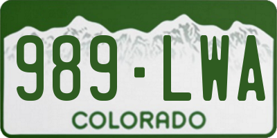 CO license plate 989LWA