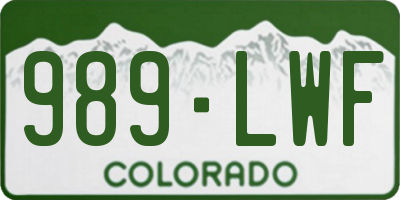 CO license plate 989LWF