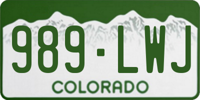 CO license plate 989LWJ