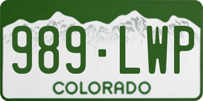 CO license plate 989LWP