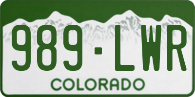 CO license plate 989LWR