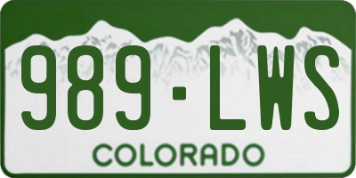 CO license plate 989LWS