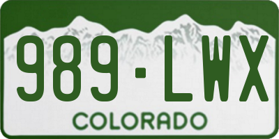 CO license plate 989LWX
