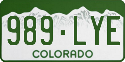 CO license plate 989LYE