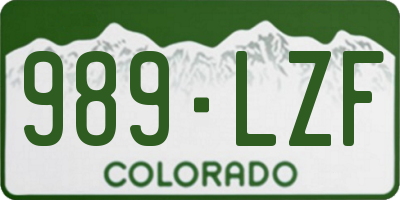 CO license plate 989LZF