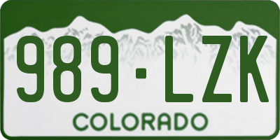 CO license plate 989LZK