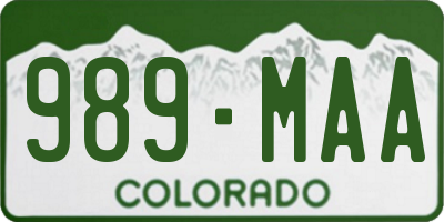 CO license plate 989MAA