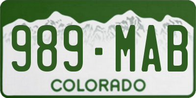 CO license plate 989MAB