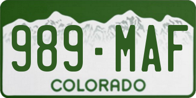 CO license plate 989MAF