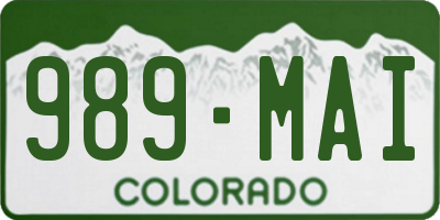CO license plate 989MAI