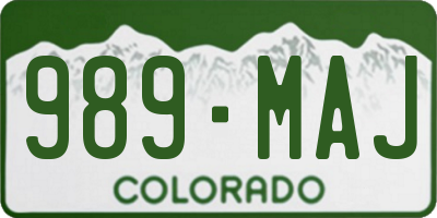 CO license plate 989MAJ