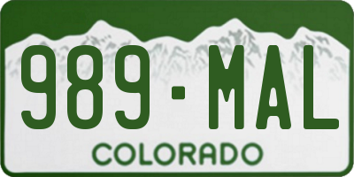 CO license plate 989MAL