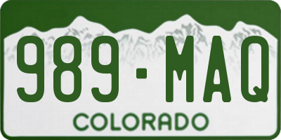CO license plate 989MAQ