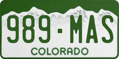 CO license plate 989MAS