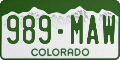 CO license plate 989MAW