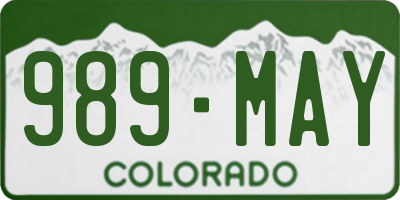 CO license plate 989MAY