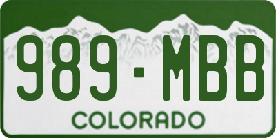 CO license plate 989MBB