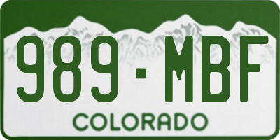 CO license plate 989MBF