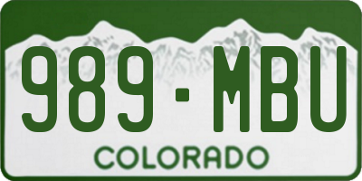 CO license plate 989MBU