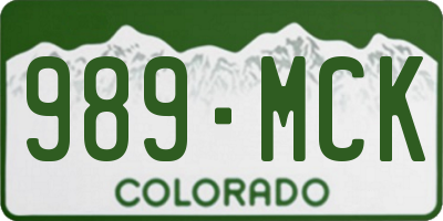CO license plate 989MCK