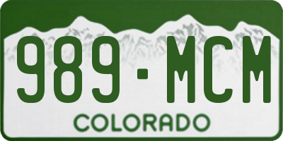 CO license plate 989MCM