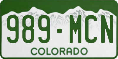 CO license plate 989MCN