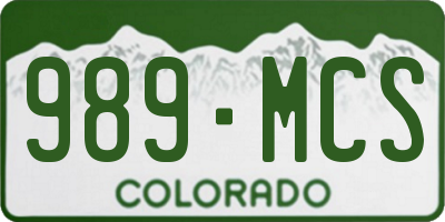 CO license plate 989MCS