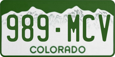 CO license plate 989MCV