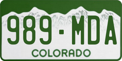 CO license plate 989MDA