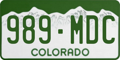 CO license plate 989MDC