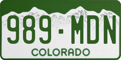 CO license plate 989MDN