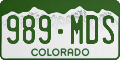 CO license plate 989MDS