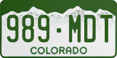 CO license plate 989MDT