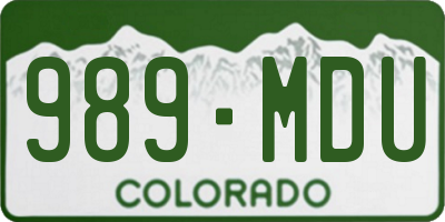 CO license plate 989MDU