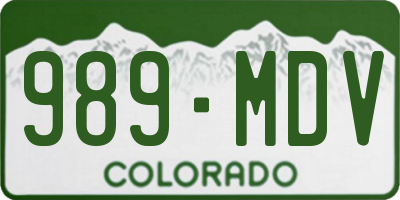 CO license plate 989MDV