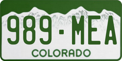 CO license plate 989MEA