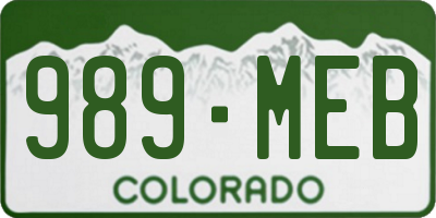 CO license plate 989MEB