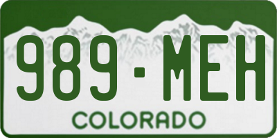 CO license plate 989MEH