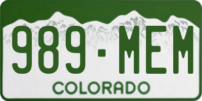CO license plate 989MEM