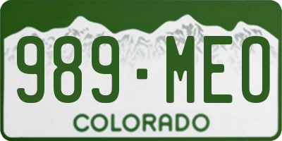 CO license plate 989MEO