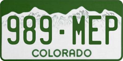 CO license plate 989MEP