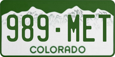 CO license plate 989MET